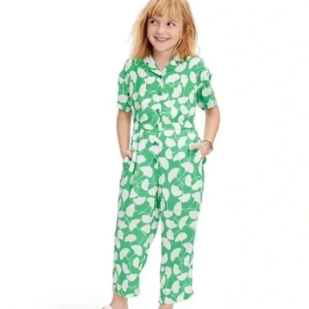 Diane Von Furstenberg for Target - Kids Green Ginkgo Print Jumpsuit (XS 4/5)